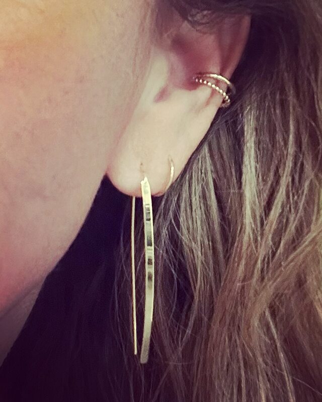 Gold earring stack and ear cuff